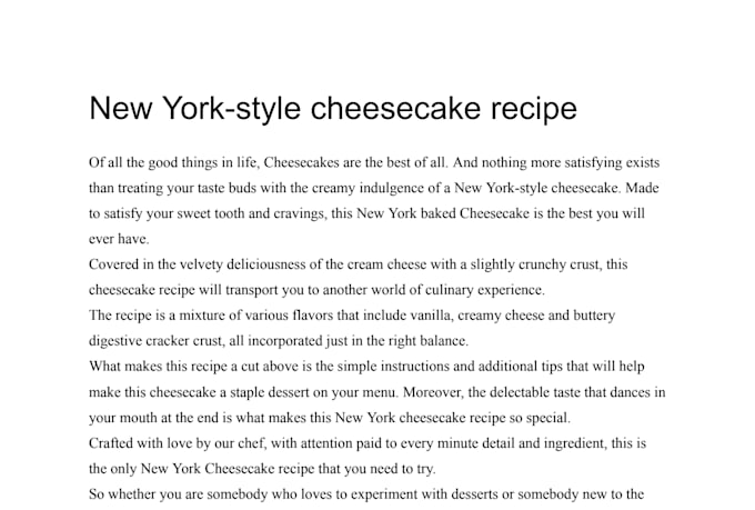 write SEO food articles, recipes, and cuisine blogs
